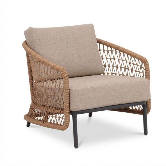 BUITEN living Vienna loungestoel | wicker + aluminium | zand