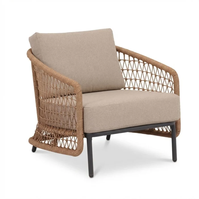 BUITEN living Vienna loungestoel | wicker + aluminium | zand