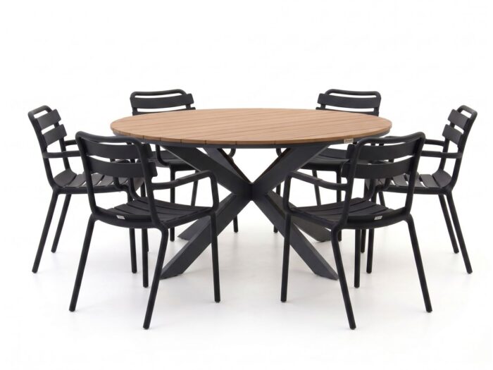 Forza Furniture Vico/Fidenza ø149cm dining tuinset 7-delig stapelbaar