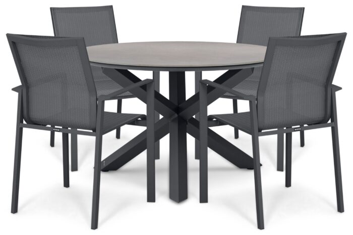 Lifestyle Garden Furniture Timo/Xento 120 cm dining tuinset 5-delig – Grijs-antraciet