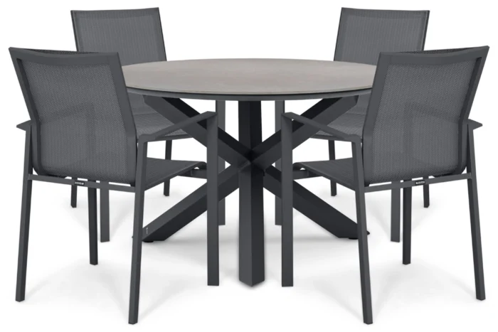 Lifestyle Garden Furniture Timo/Xento 120 cm dining tuinset 5-delig - Grijs-antraciet