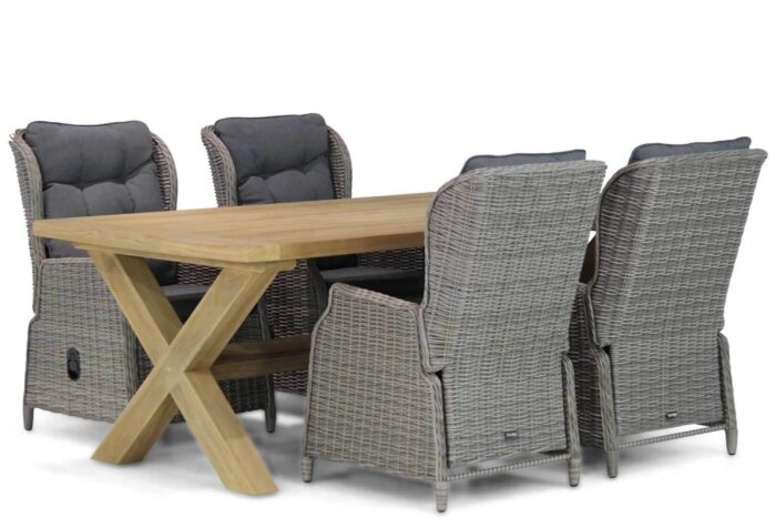 Garden Collections Edingburgh/Oregon 200 cm dining tuinset 5-delig – Taupe-naturel-bruin