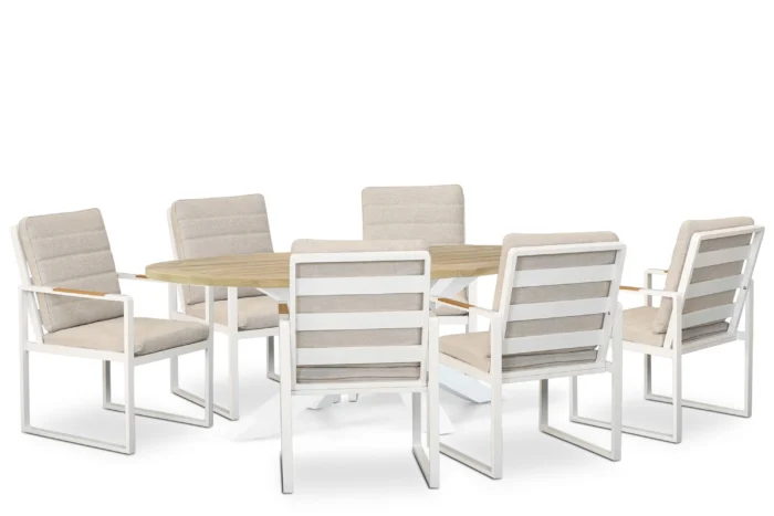 Lifestyle Garden Furniture Alessio/Bradford 240x120 cm dining tuinset 7-delig - Wit
