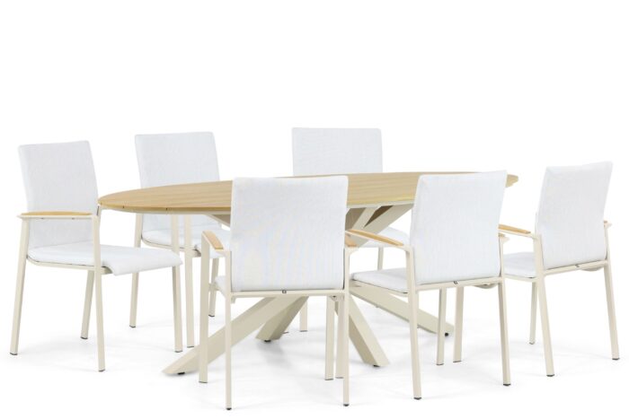 Lifestyle Garden Furniture Brandon/Matara 220 cm dining tuinset 7-delig – Taupe-naturel-bruin