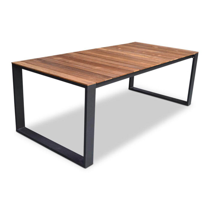 LUX outdoor living Atlanta dining tuintafel 6 personen | teakhout + aluminium | Natural Teak | 218cm – Zwart, Natural Teak