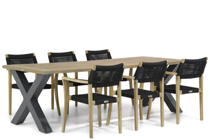 Lifestyle Garden Furniture Dallas/Cardiff 240 cm dining tuinset 7-delig – Zwart
