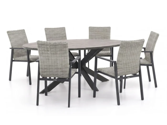 Manifesto Furniture Villongo/Fidenza ovaal 180cm dining tuinset 7-delig stapelbaar