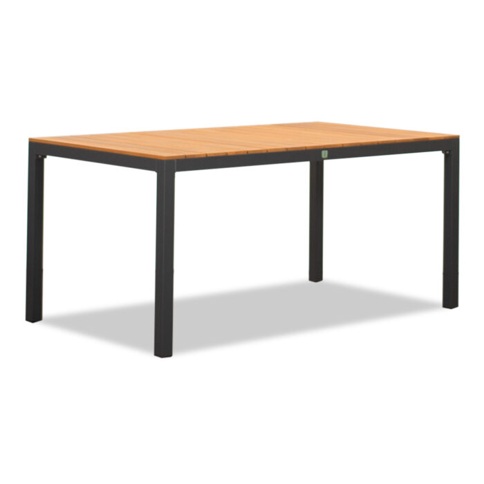 LUX outdoor living Delta dining tuintafel 4 personen | teakhout + aluminium | Natural Teak | 160cm – Antraciet