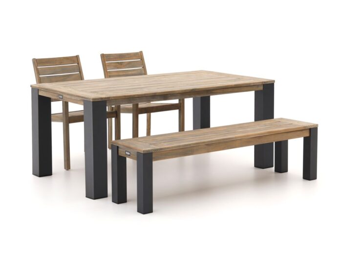 ROUGH Furniture ROUGH-S/ROUGH-X 180cm dining tuinset met bank 4-delig stapelbaar Laagste prijsgarantie! – Bruin