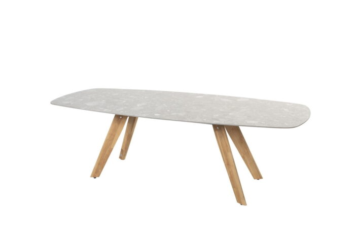 4so Montana Tafelframe Teak Met Montana Tafelblad Ceramic Terrazzo 240 x 103 cm – bruin