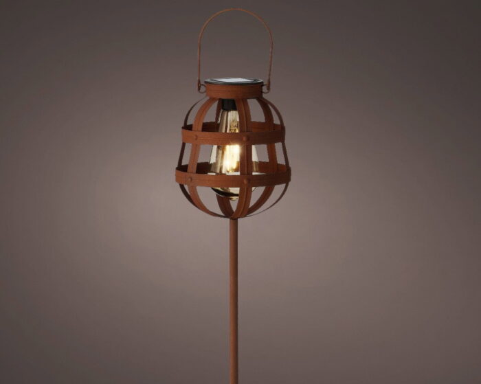 Decoris Solar stake light dia14-H80cm rustic brown – bruin