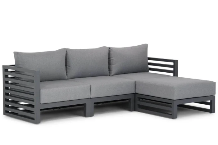 Santika Furniture Jaya chaise longue loungeset 4-delig - Grijs-antraciet