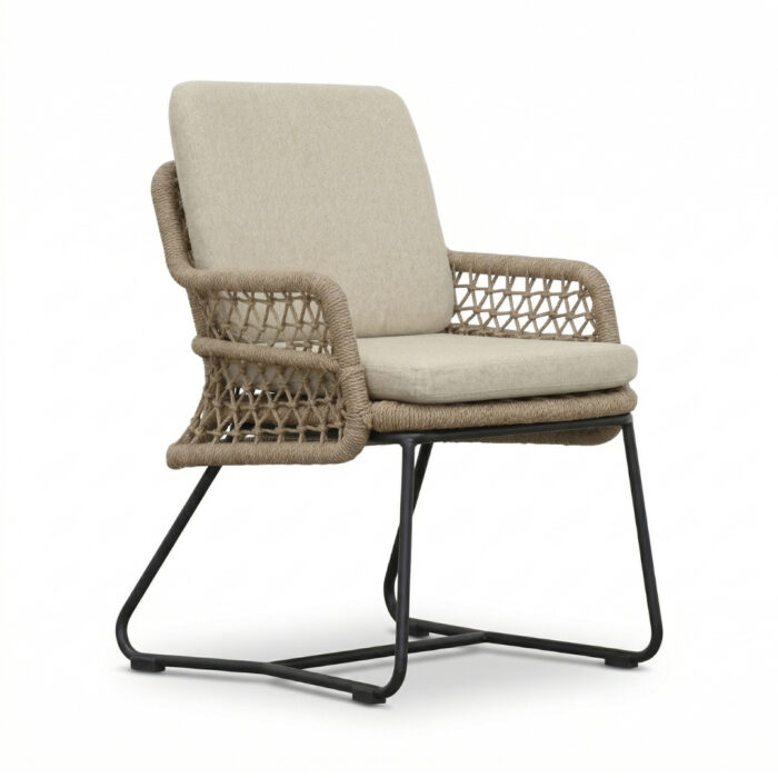 BUITEN living Gianna dining tuinstoel | touw + aluminium | Sahara Dust