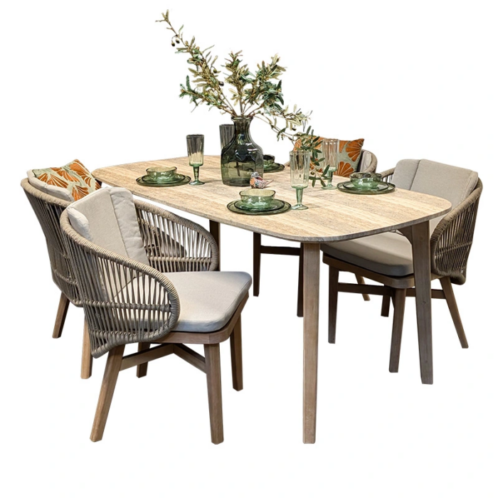 Buitengewoon de boet Mali Diningset – beige;bruin