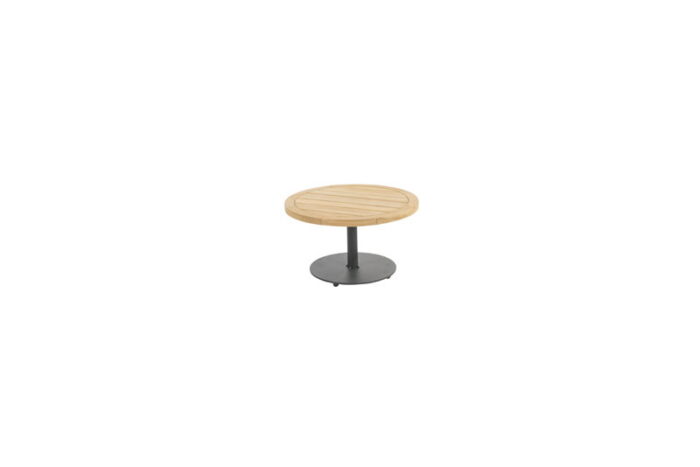 4so Volta teak salontafel centrale poot antraciet 60 cm dia. H35 cm – grijs