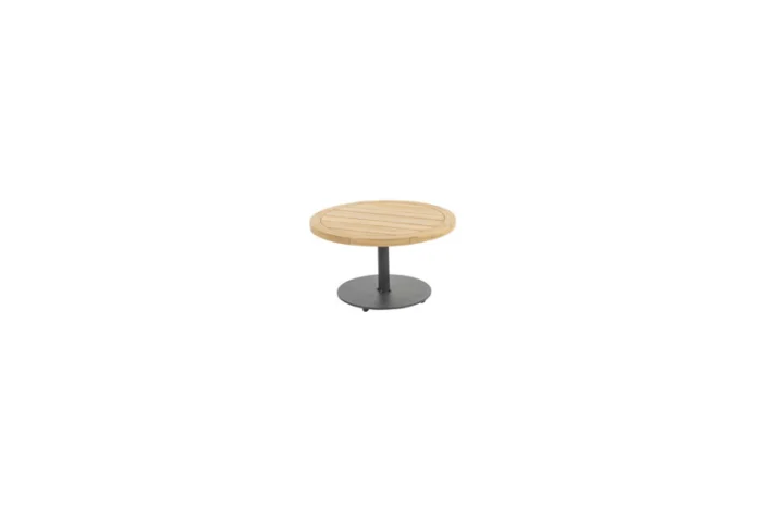 4so Volta teak salontafel centrale poot antraciet 60 cm dia. H35 cm - grijs