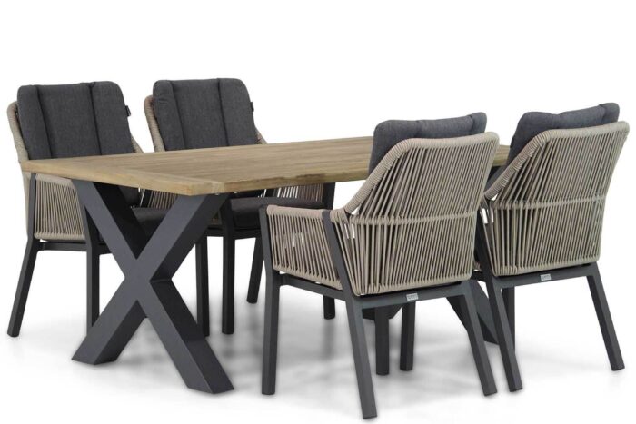Lifestyle Garden Furniture Verona/Cardiff 180 cm dining tuinset 5-delig – Taupe-naturel-bruin