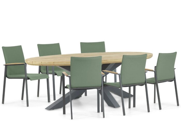 Lifestyle Garden Furniture Brandon/Diogo 240 cm dining tuinset 7-delig – Groen