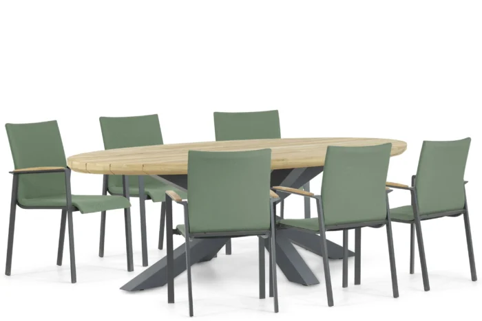 Lifestyle Garden Furniture Brandon/Diogo 240 cm dining tuinset 7-delig - Groen
