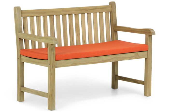 Garden Collections Preston tuinbank teak 120 cm incl. kussen orange – Old teak greywash