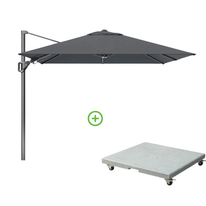 Platinum Voyager T² zweefparasol | 270x270cm met Rocca parasolvoet 90kg | antraciet