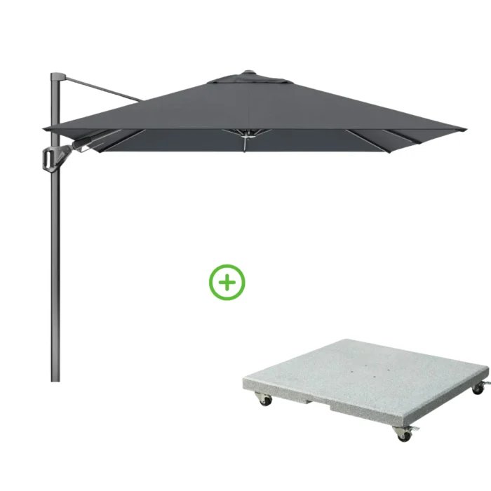 Platinum Voyager T² zweefparasol | 270x270cm met Rocca parasolvoet 90kg | antraciet