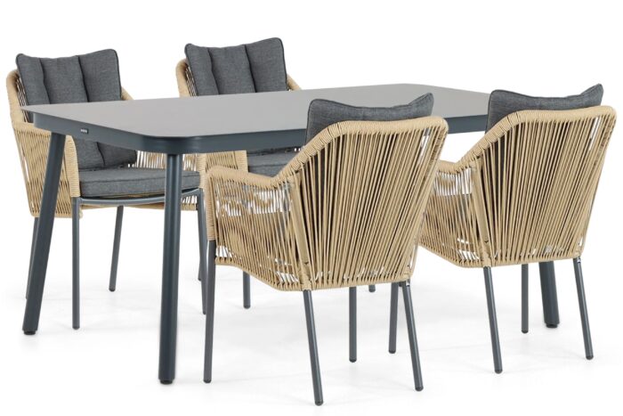 De Laan Projects Lifestyle Marbella/Tavano 160 cm dining tuinset 5-delig – Taupe-naturel-bruin