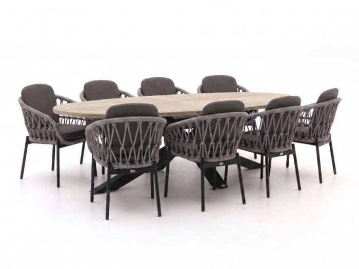 Bellagio tuinmeubelen Bellagio Cupello/ROUGH-Y Ellips 280cm dining tuinset 9-delig Laagste prijsgarantie!