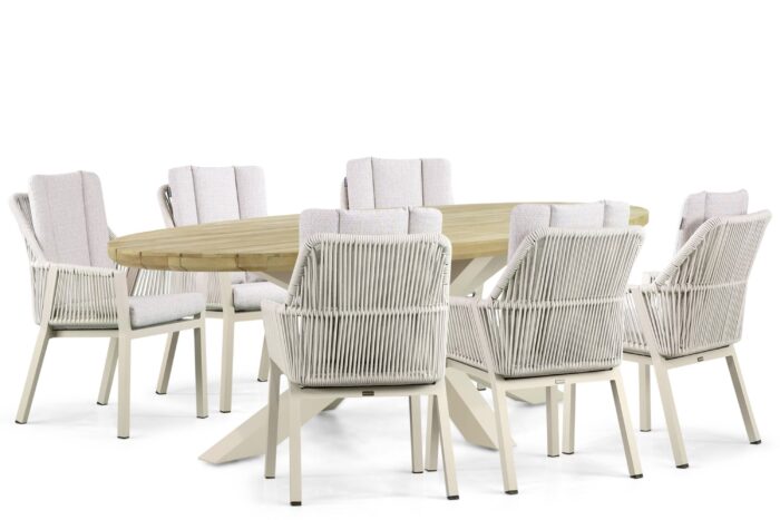 Lifestyle Garden Furniture Verona/Diogo 240 cm dining tuinset 7-delig – Taupe-naturel-bruin