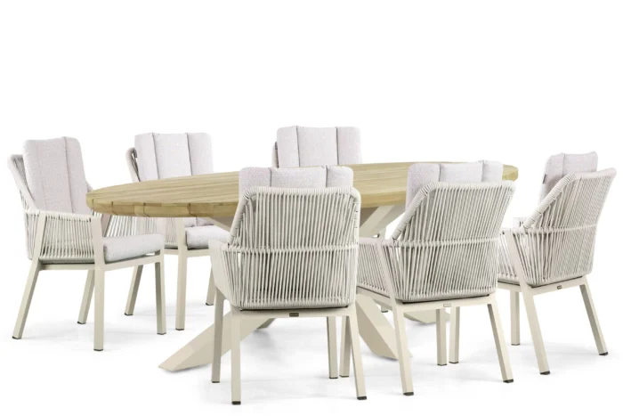 Lifestyle Garden Furniture Verona/Diogo 240 cm dining tuinset 7-delig - Taupe-naturel-bruin