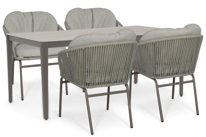 Coco Livo/Livo 180×90 cm dining tuinset 5-delig – Taupe-naturel-bruin