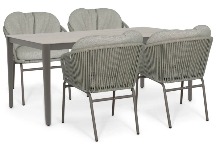 Coco Livo/Livo 180x90 cm dining tuinset 5-delig - Taupe-naturel-bruin