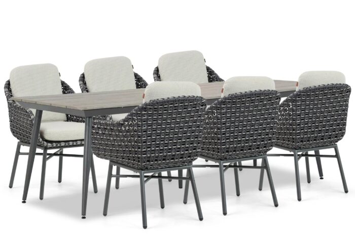 Santika Furniture Yovan/Matale 240 cm dining tuinset 7-delig – Grijs-antraciet