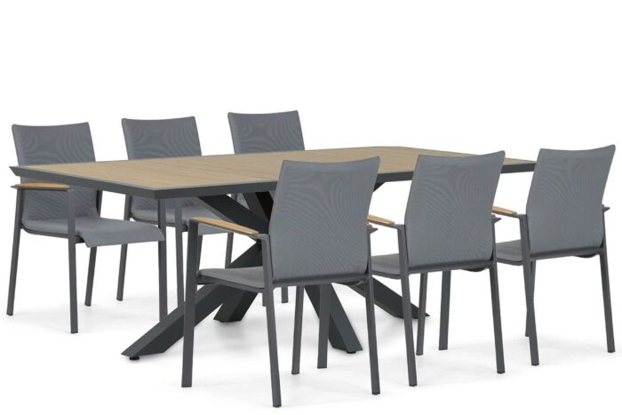 Lifestyle Garden Furniture Brandon/Palermo 215 cm dining tuinset 7-delig – Grijs-antraciet