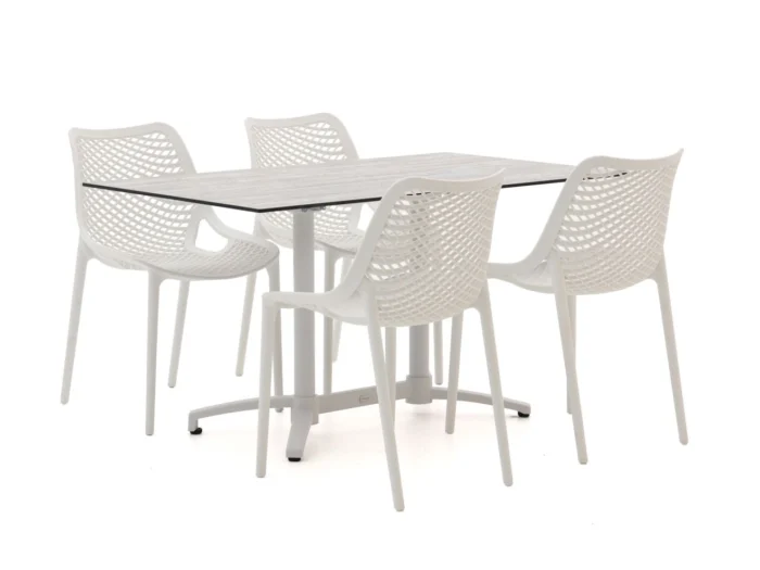 Forza Furniture Ripi/Canzo 140cm dining tuinset 5-delig stapelbaar inklapbaar - Grijs