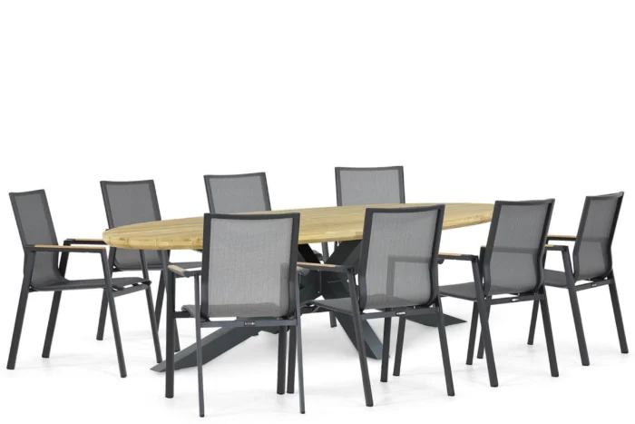 Lifestyle Garden Furniture Fiora/Diogo 280 cm dining tuinset 9-delig - Grijs-antraciet