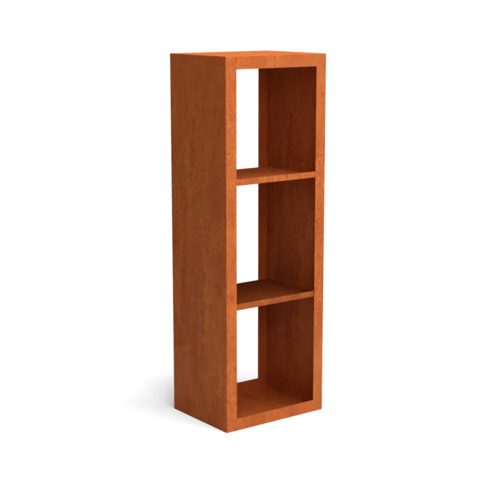 Geroba Egura cortenstaal houtopslag onderverdeling 3 vakken 500x385x1500 mm – bruin