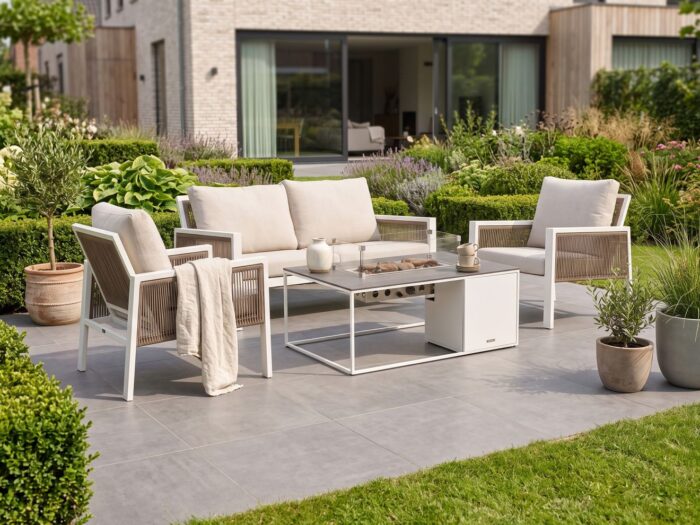 Manifesto Furniture + 10% kassakorting | Manifesto Alzano/Cosidesign Line stoel-bank loungeset met vuurtafel 4-delig