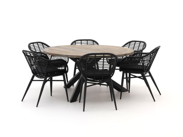 Intenso Furniture Intenso Azora/ROUGH-Y ø150cm dining tuinset 7-delig Laagste prijsgarantie! – Grijs