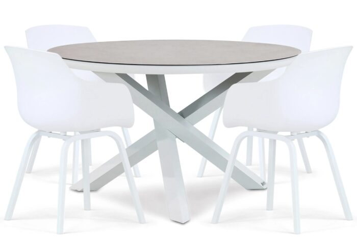 Lifestyle Garden Furniture Salina/Livorno 125 cm dining tuinset 5-delig – Wit