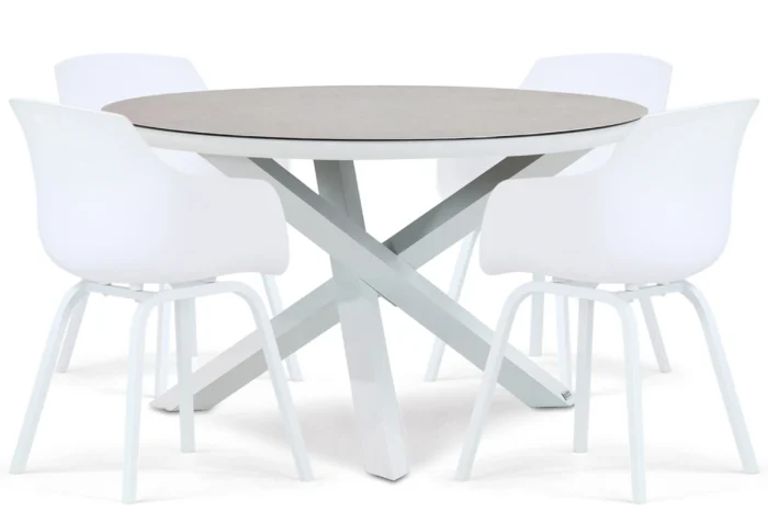 Lifestyle Garden Furniture Salina/Livorno 125 cm dining tuinset 5-delig - Wit