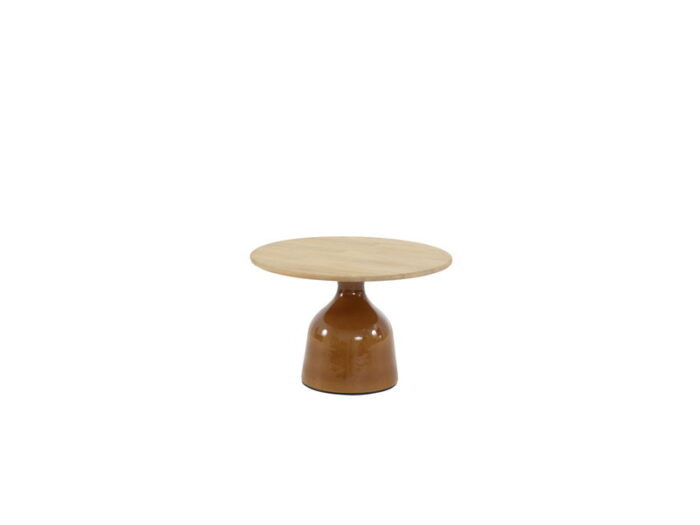 4so June coffee tafel caramel keramiek rond teak dia. 60 cm