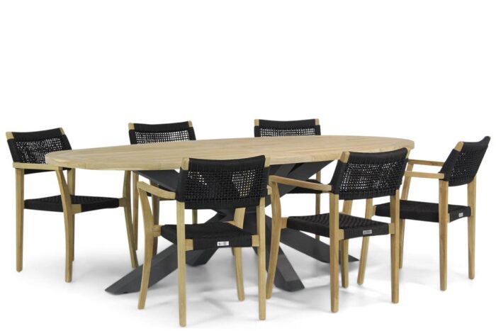 Lifestyle Garden Furniture Dallas/Brookline 240 cm ovaal dining tuinset 7-delig – Zwart