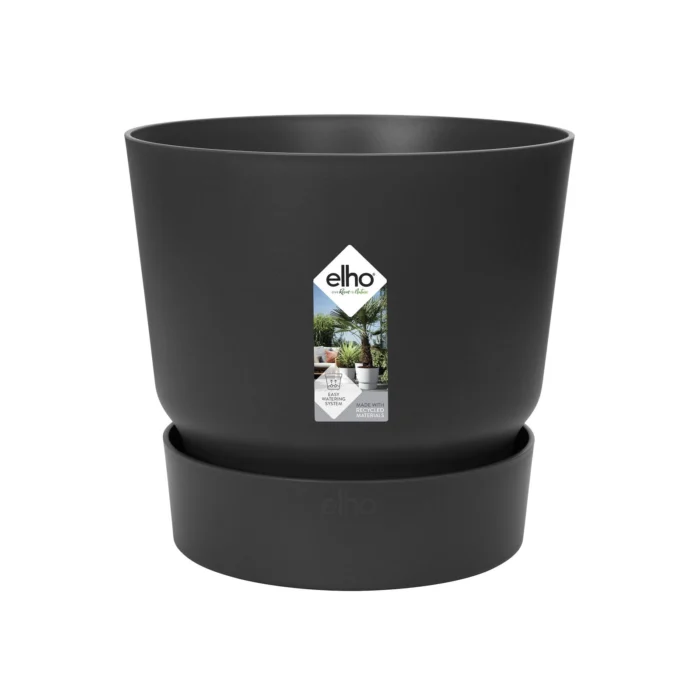 Elho Greenville Round dia 16 cm bloempot living black - zwart