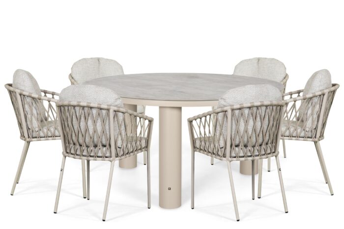 Lifestyle Garden Furniture Morano/Arancia 150 cm dining tuinset 7-delig – Zand/Beige