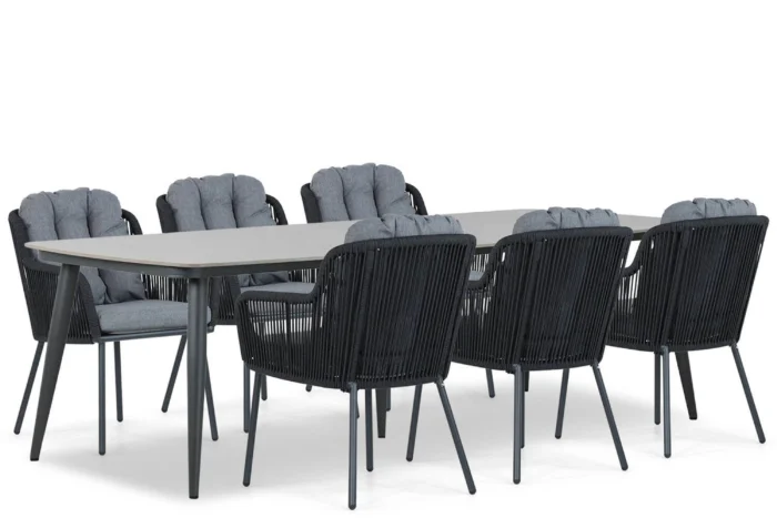 Santika Furniture Tendenza/Vienna 240 cm dining tuinset 7-delig - Grijs-antraciet