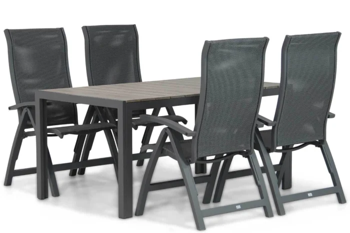 Presto Tarenta/Young 155 cm dining tuinset 5-delig - Grijs-antraciet