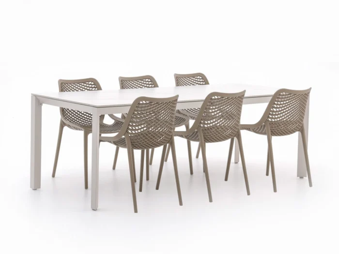 Forza Furniture Ripi/Sestino 220cm dining tuinset 7-delig stapelbaar - Wit