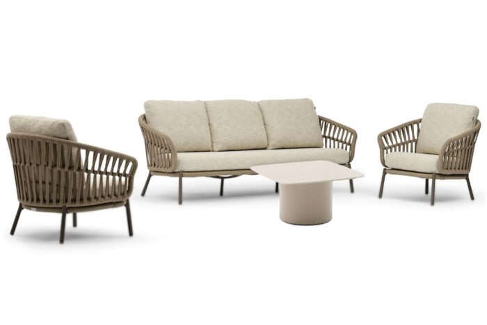 Coco Elara/Ronda 70×70 cm stoel-bank loungeset 4-delig – Zand/Beige