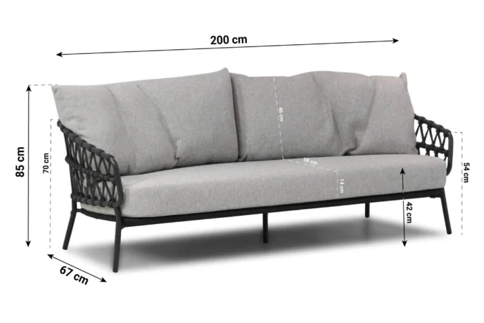 4 Seasons Outdoor Seasons Calpi 3-zits loungebank - Grijs-antraciet